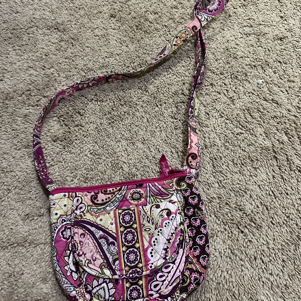 Vera Bradley Pink and Purple Paisley Quilted Crossbody